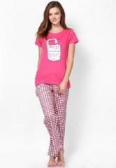 July Nightwear Fuschia Printed Nightwear Pyjama & Top Set women