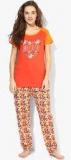 July Nightwear Orange Printed Pyjama Set Women