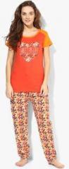 July Nightwear Orange Printed Pyjama Set women