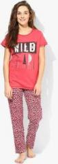 July Nightwear Pink Printed Pyjama Set women