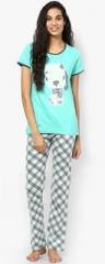 July Nightwear Sage Printed Pyjama Set women