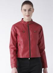 Jump Usa Red Solid Lightweight Sporty Jacket women