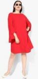 Junarose Red Coloured Solid Shift Dress Women