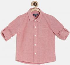 Juniors By Lifestyle Pink Solid Regular Fit Casual Shirt boys