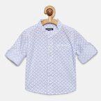 Juniors By Lifestyle White Regular Fit Printed Casual Shirt Boys