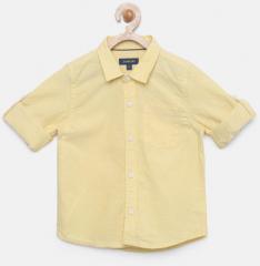 Juniors By Lifestyle Yellow Regular Fit Solid Casual Shirt boys