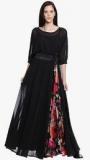 Just Wow Black Coloured Printed Maxi Dress women