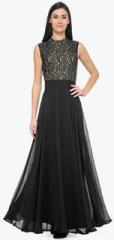 Just Wow Black Coloured Self Pattern Maxi Dress women