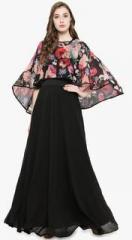 Just Wow Black Printed Maxi Dress women