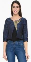 Just Wow Blue Embellished Summer Jacket women