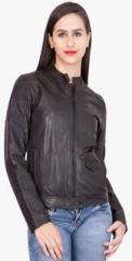 Justanned Black Solid Winter Jacket women