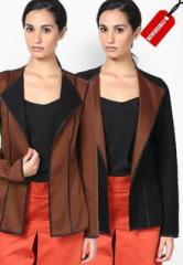 Kaaryah Brown Solid Summer Jacket women