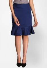 Kaaryah Navy Blue Solid Skirt women