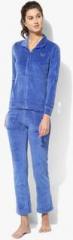 Kanvin Blue Embellished Pyjama Set women