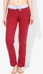 Kanvin Maroon Solid Pant women