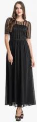 Kazo Black Coloured Embellished Maxi Dress women