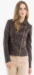 Kazo Brown Solid Winter Jacket women