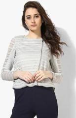 Kazo Grey Self Pattern Shrug women