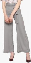 Kazo Grey Solid Palazzo Pants women