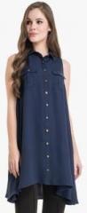 Kazo Navy Blue Solid Tunic women