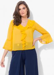 Kazo Yellow Solid Blouse women