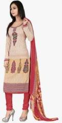 Khushali Fashion Beige Printed Dress Material women