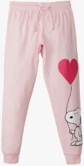 Kids Ville Pink Snoopy Printed Joggers girls