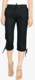 King & I Black Solid Capri Women