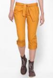 King & I Yellow Solid Capri Women