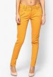 King & I Yellow Solid Chinos women