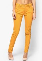 King & I Yellow Solid Chinos women