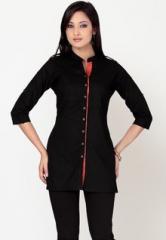 Kira 3/4Th Sleeve Solid Black Tunics women