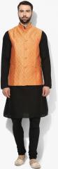 Kisah Black Solid Kurta Pyjama With Waistcoat men