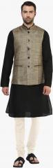 Kisah Charcoal Solid Kurta Set men