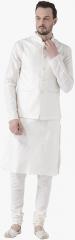 Kisah Cream Solid Kurta Pyjama With Ethnic Jacket men