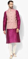 Kisah Magenta Solid Kurta Pyjama With Ethnic Jacket men