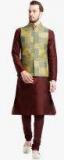 Kisah Maroon Solid Kurta Pyjama With Ethnic Jacket men