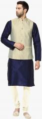 Kisah Navy Blue Solid Kurta Set men