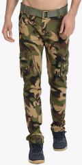 Kotty Green Printed Regular Fit Cargos men