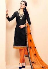 Krizel Black Embroidered Dress Material women