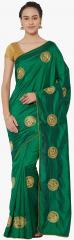 Kvsfab Green Embroidered Saree women