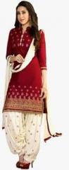 Kvsfab Maroon Embroidered Dress Material women