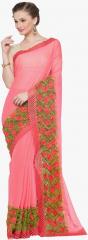 Kvsfab Pink Embellished Saree women