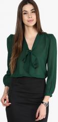 La Zoire Green Solid Blouse women