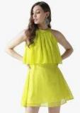 La Zoire Green Solid Fit And Flare Dress Women