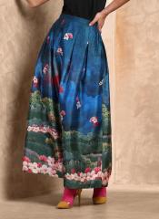 Label Ritu Kumar Blue Printed Skirt women