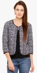 Label Vr Navy Blue Printed Jacket women