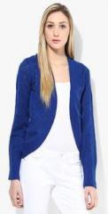 Latin Quarters Blue Solid Shrug women