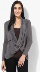 Latin Quarters Charcoal Grey Solid Shrug women