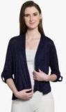 Latin Quarters Navy Blue Solid Shrug women